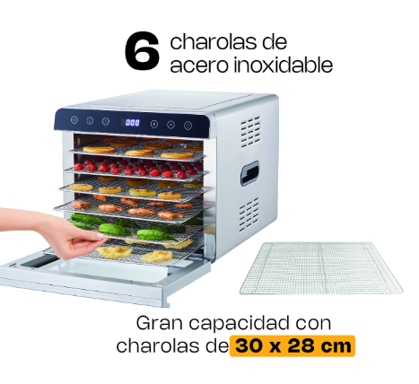 Deshidratador de alimentos, cuenta con 6 charolas. DESALI-6
