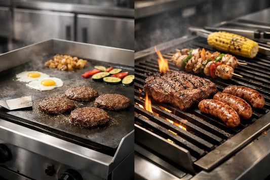 Plancha comercial vs parrilla: cuál conviene