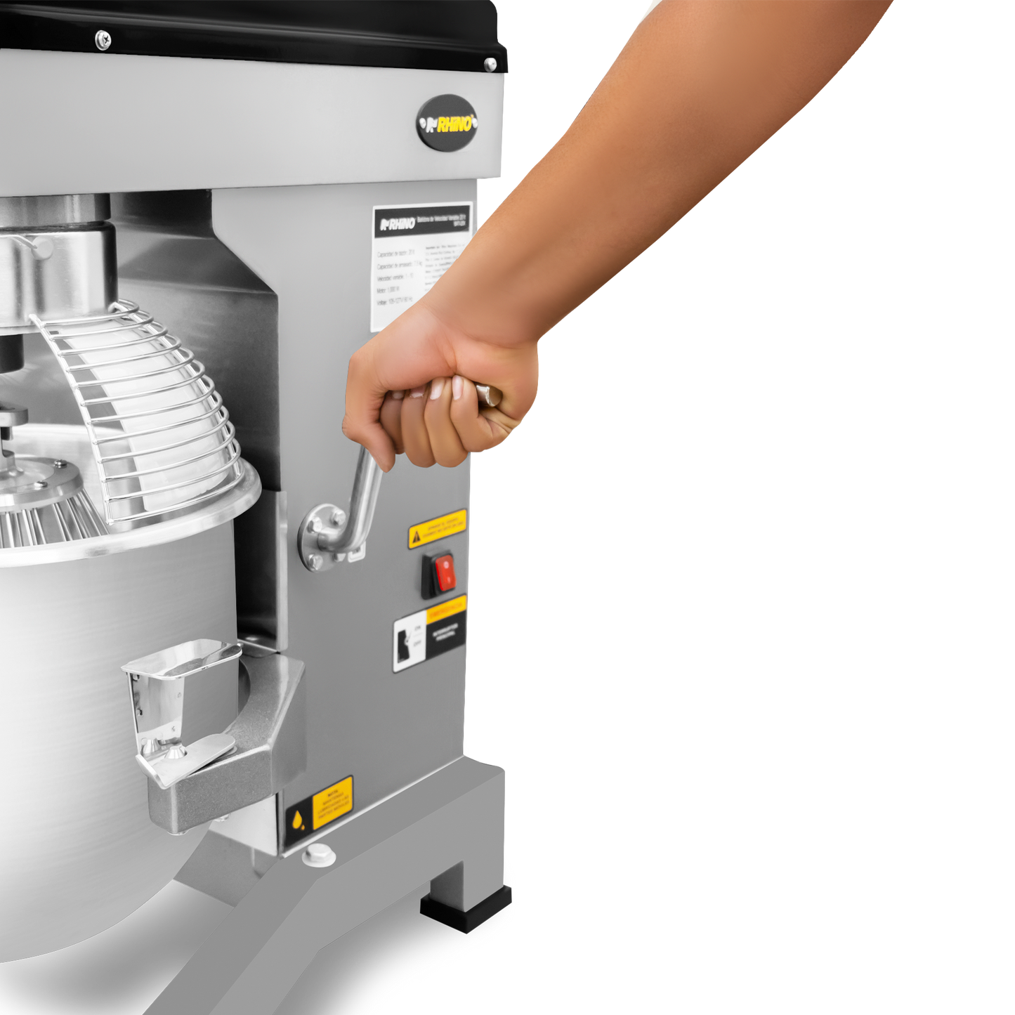 Batidora planetaria, de velocidad variable, capacidad de 20 lt, potencia de 1,000 W.