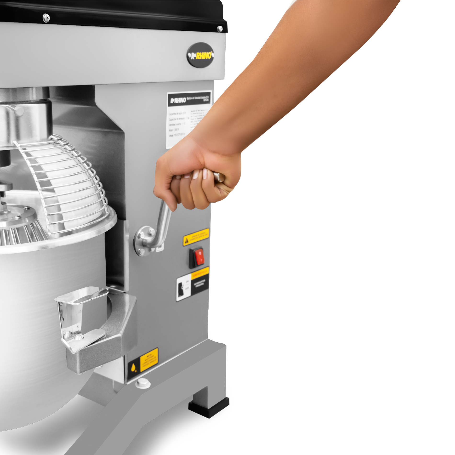 Batidora planetaria, de velocidad variable, capacidad de 20 lt, potencia de 1,000 W.