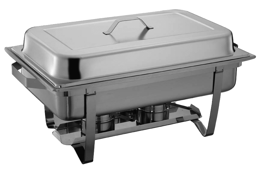 Chafer rectangular económico, fabricado en acero inoxidable, 61 x 30 x 31 cm.