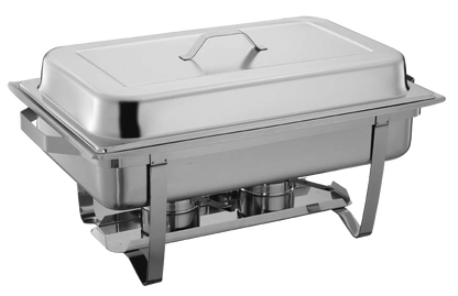 Chafer rectangular económico, fabricado en acero inoxidable, 61 x 30 x 31 cm.