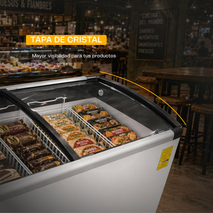 Congelador Tapa de Cristal Curva 10 Pies