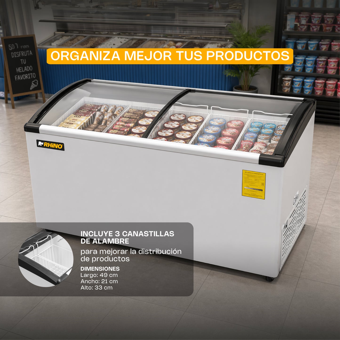 Congelador Tapa de Cristal Curva 10 Pies