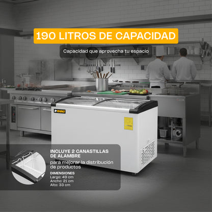 Congelador Tapa de Cristal Curva 7 Pies