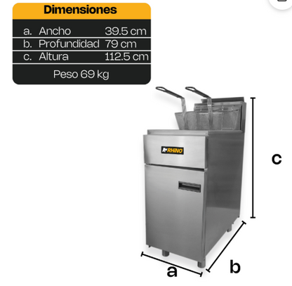 Freidora de gas LP, capacidad de tina de 24 litros. FREI-24LP
