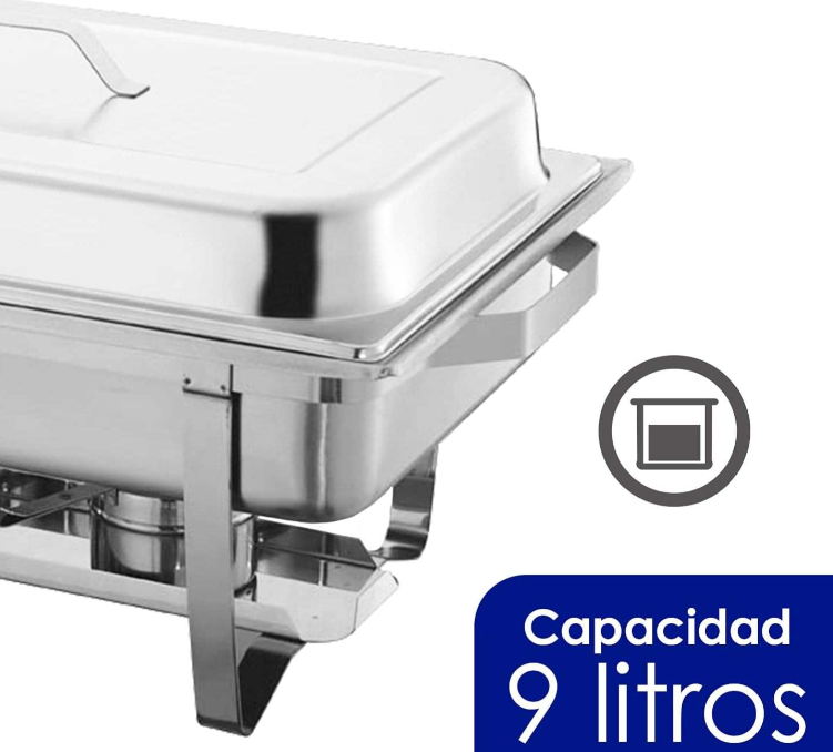 Chafer rectangular económico, fabricado en acero inoxidable, 61 x 30 x 31 cm. CHECRE-9