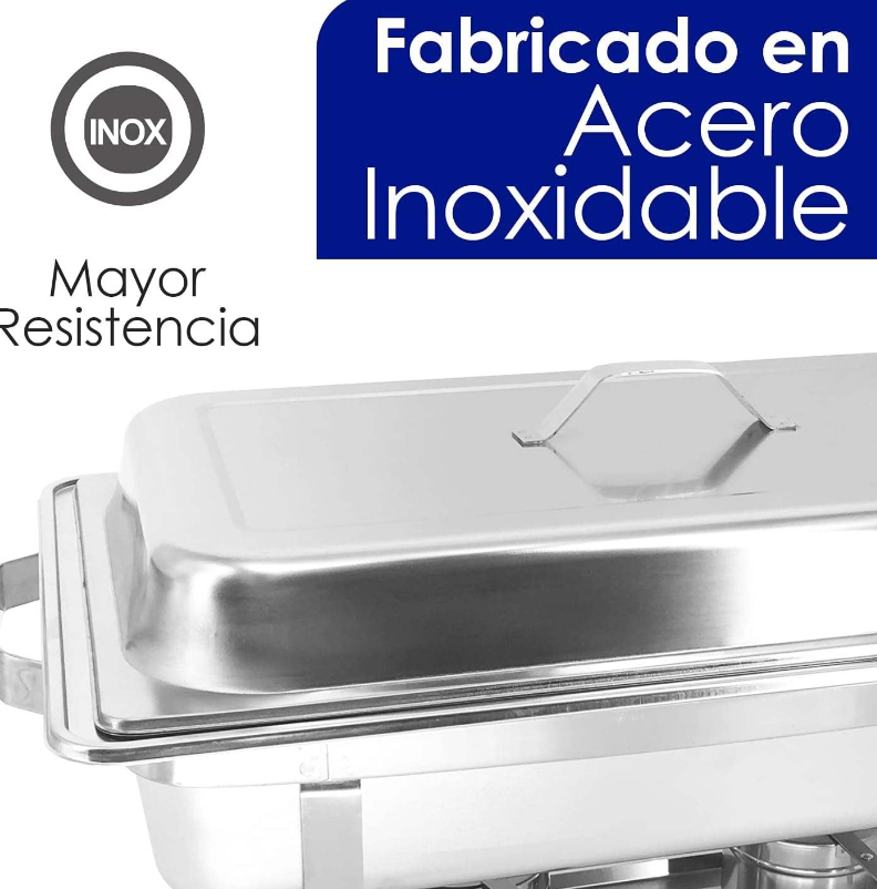 Chafer rectangular económico, fabricado en acero inoxidable, 61 x 30 x 31 cm. CHECRE-9