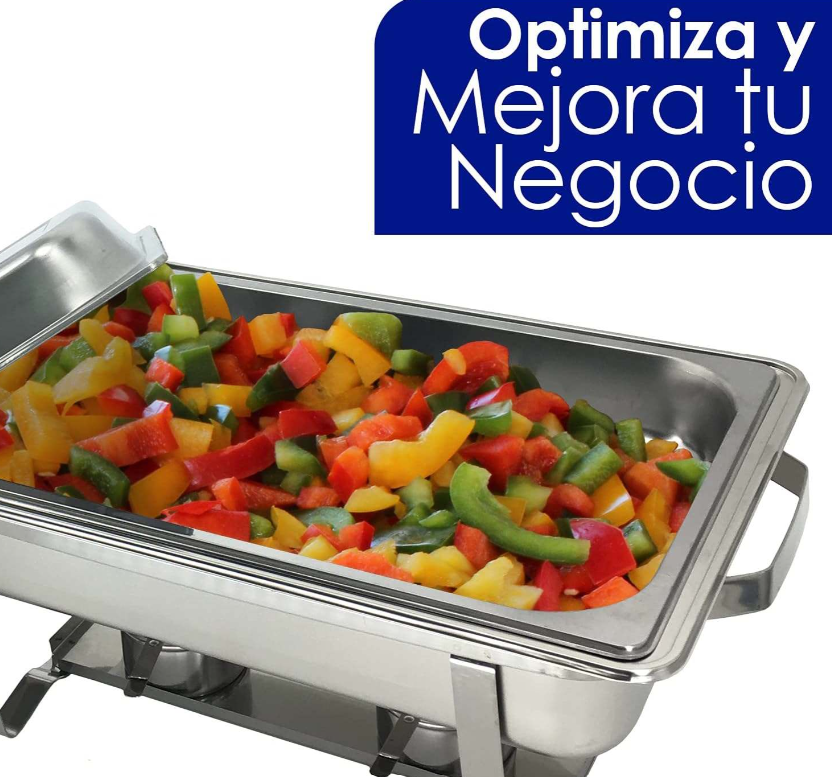 Chafer rectangular económico, fabricado en acero inoxidable, 61 x 30 x 31 cm. CHECRE-9