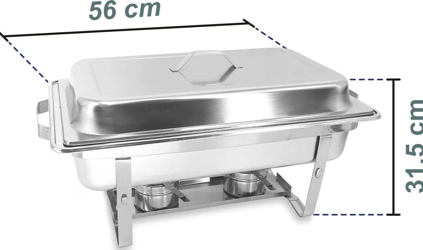 Chafer rectangular económico, fabricado en acero inoxidable, 61 x 30 x 31 cm. CHECRE-9