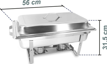 Chafer rectangular económico, fabricado en acero inoxidable, 61 x 30 x 31 cm. CHECRE-9