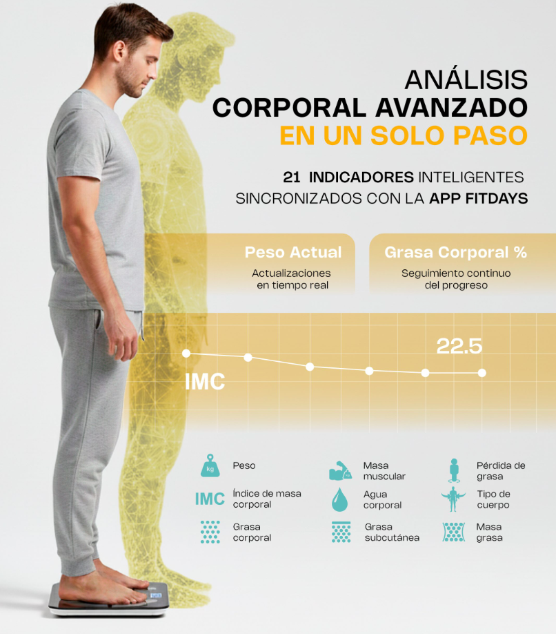 Báscula Inteligente para Peso Corporal 180 kg BABAIN-180NG