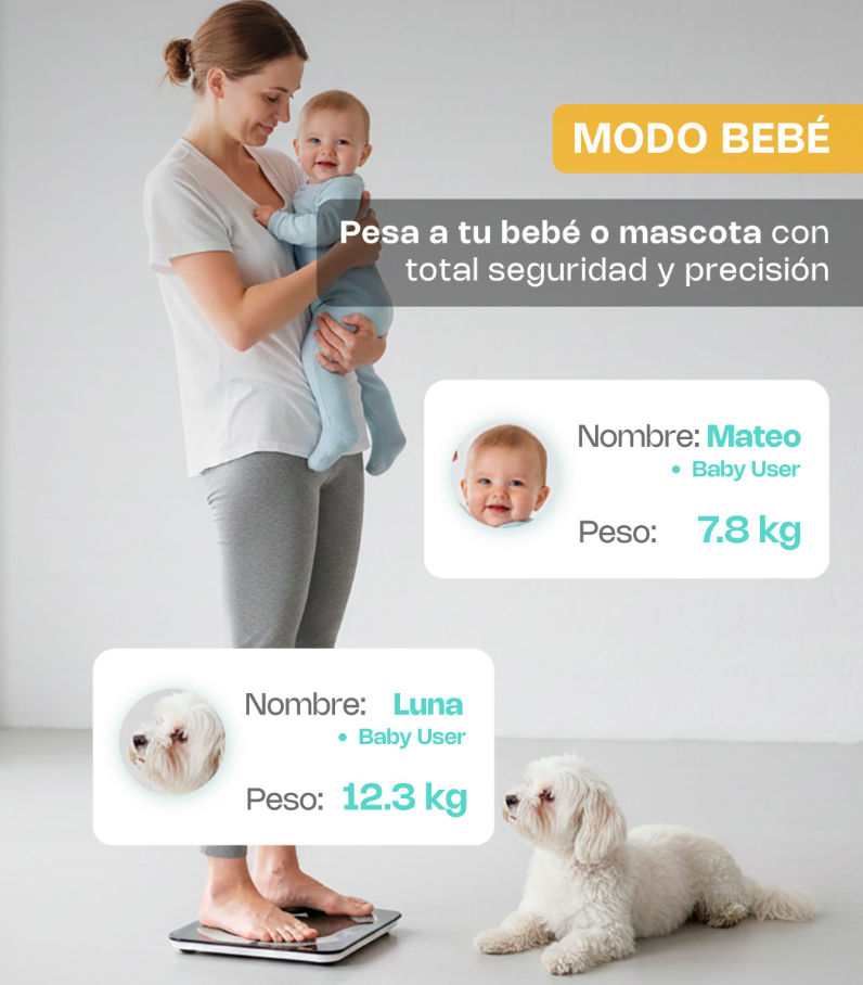 Báscula Inteligente para Peso Corporal 180 kg BABAIN-180NG