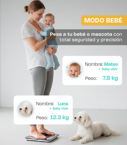 Báscula Inteligente para Peso Corporal 180 kg BABAIN-180NG