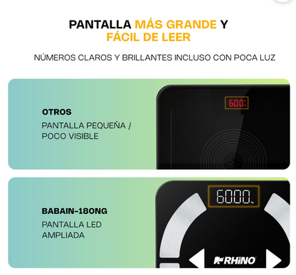 Báscula Inteligente para Peso Corporal 180 kg BABAIN-180NG