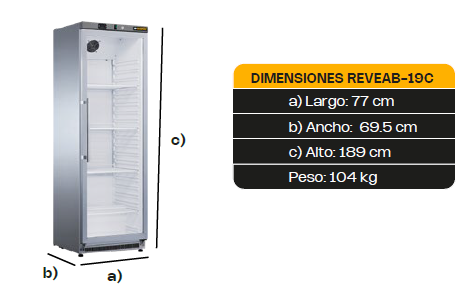 Refrigerador Vertical Puerta de Cristal REVEAB-19C