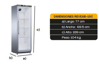 Refrigerador Vertical Puerta de Cristal REVEAB-19C