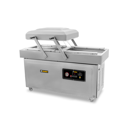 Empacadora al vacío con doble cámara de vacío, 4 barras de sellado de 59 cm con capacidad de bomba 60 m³/h