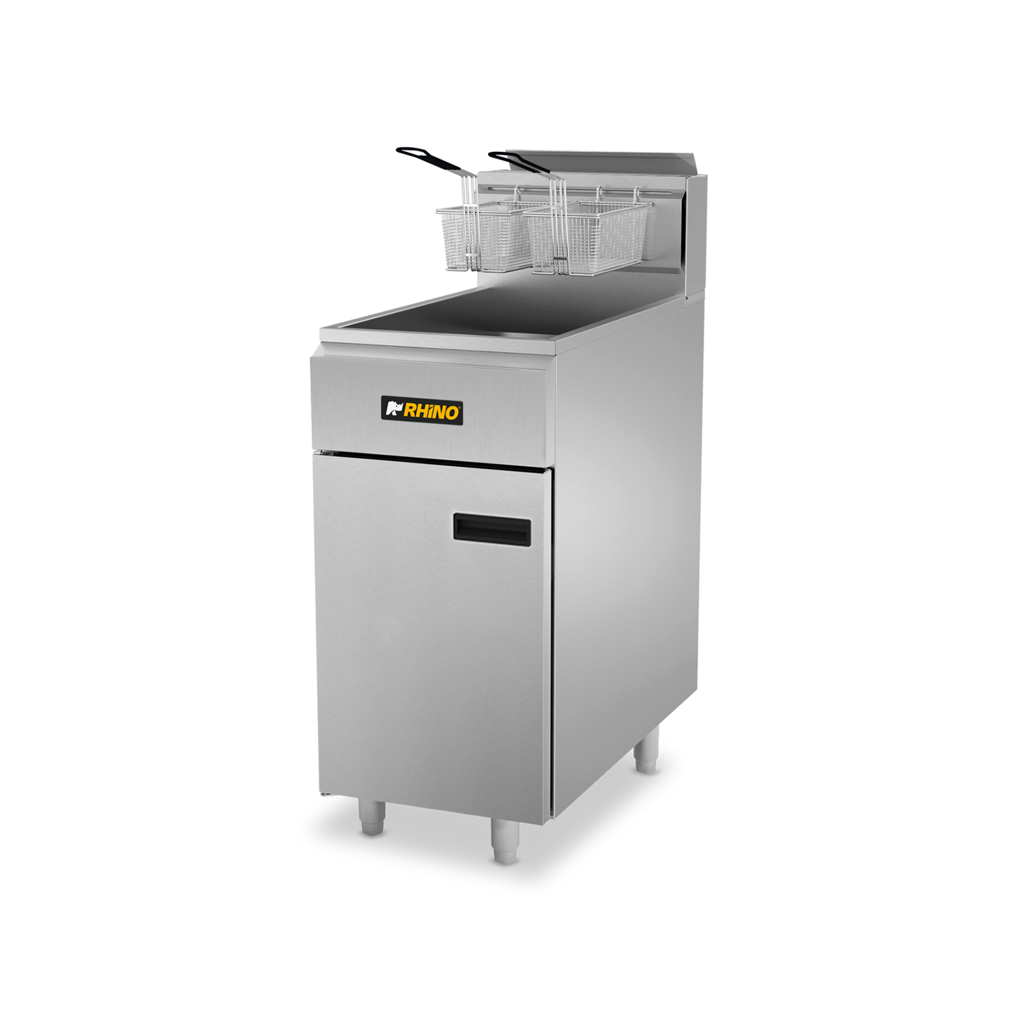 Freidora de gas LP, capacidad de tina de 24 litros.