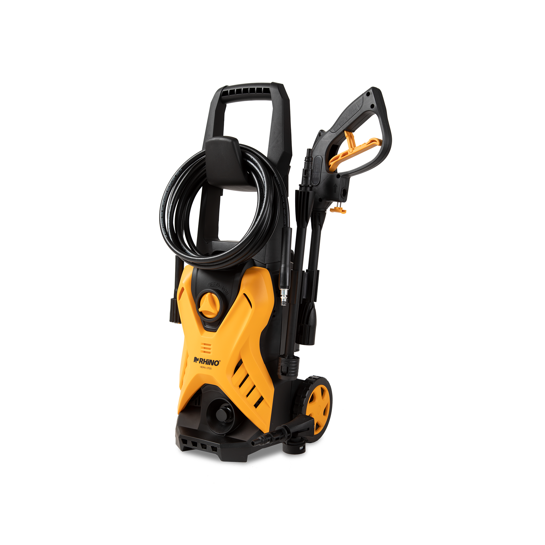 Hidrolavadora de alta presión, potencia de 1,500 W, motor de 1,700 PSI.