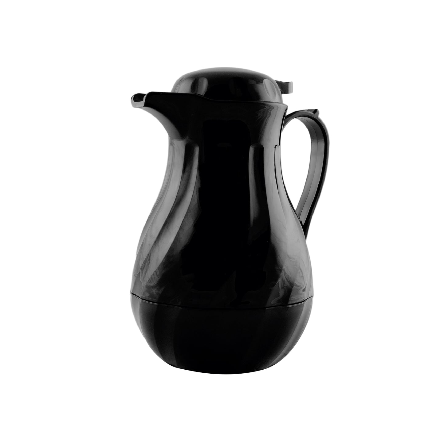 Jarra de policarbonato térmica, color negro, capacidad de 1.8 litros.