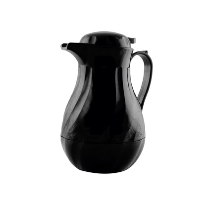 Jarra de policarbonato térmica, color negro, capacidad de 1.8 litros.