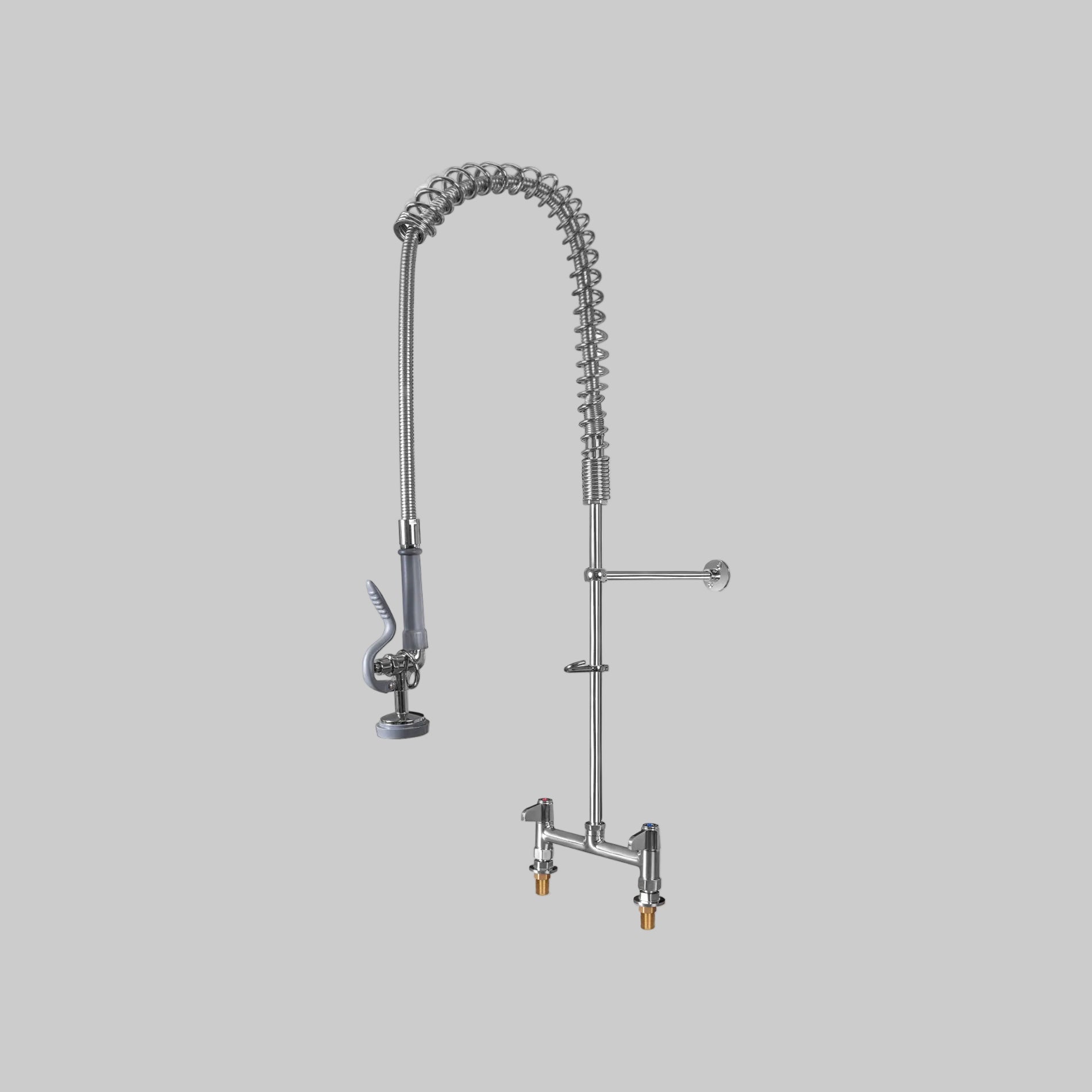 Manguera de prelavado, instalación a cubierta, 2 llaves juntas