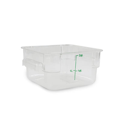 Recipiente de policarbonato graduado cuadrado, capacidad de 2 qt.