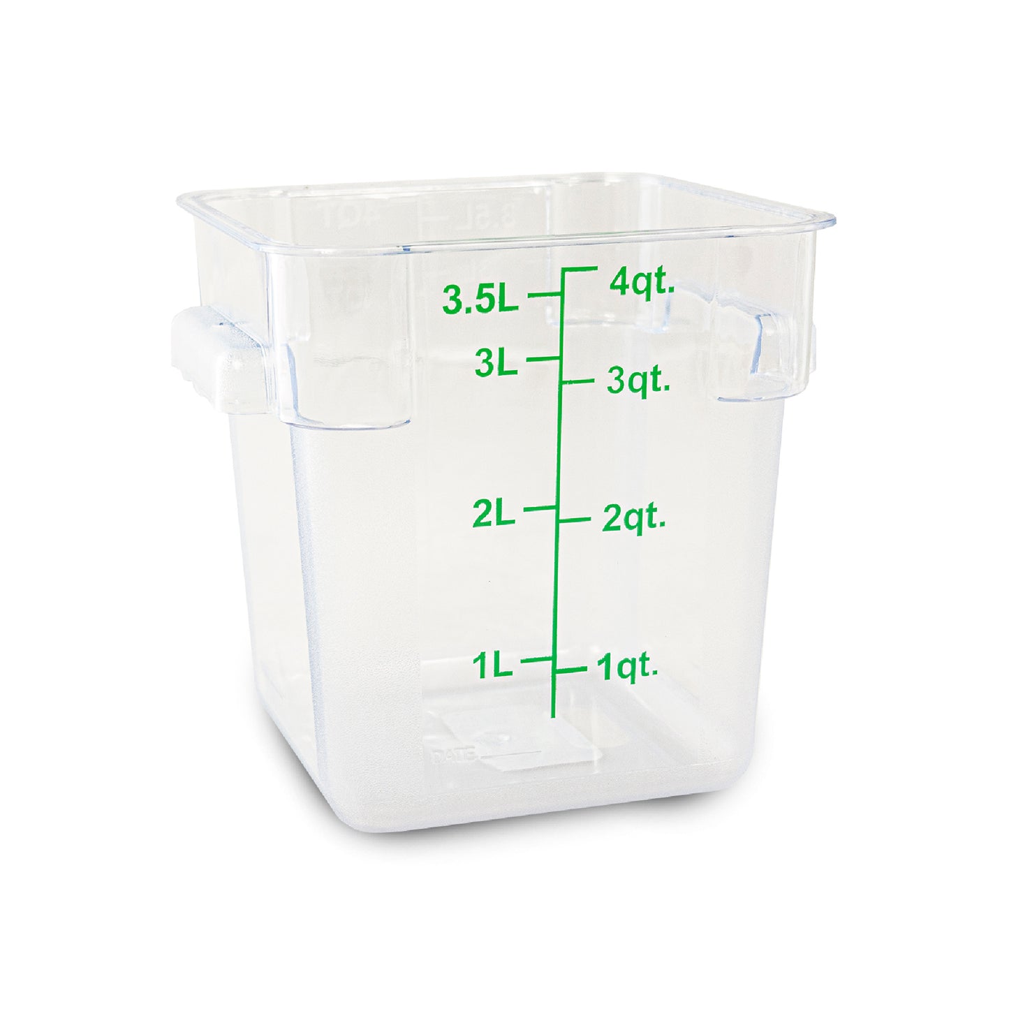 Recipiente de policarbonato graduado cuadrado, capacidad de 8 qt.