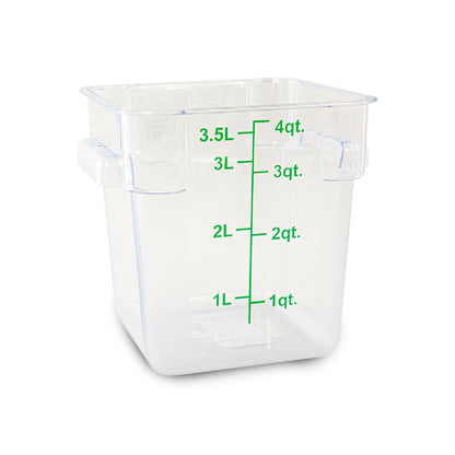 Recipiente de policarbonato graduado cuadrado, capacidad de 8 qt.
